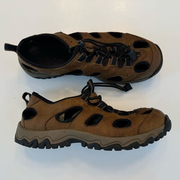 Duluth Trading Co Wild Boar Oiled Leather Sandals Brown 10 Wide 10W Adjustable - Picture 11 of 11